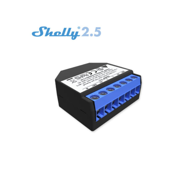 Releu Wi-Fi inteligent Shelly 2.5, 2x10A, 2 canale - control prin Smartphone si direct, on si off cloud