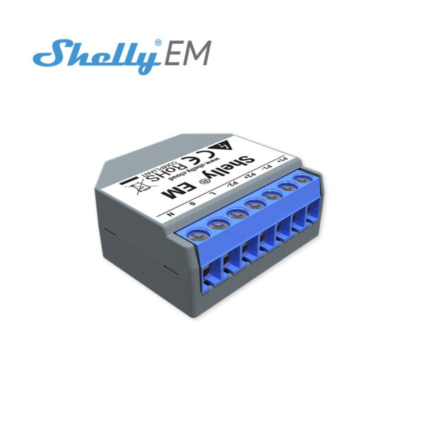 Shelly EM - releu Wi-Fi 2 canale, monitorizare consum de energie, controler de contact